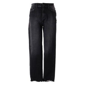 SO Jeans Black High Rise Straight Leg Distressed Raw Hem Grunge Womens 28 Jr 7